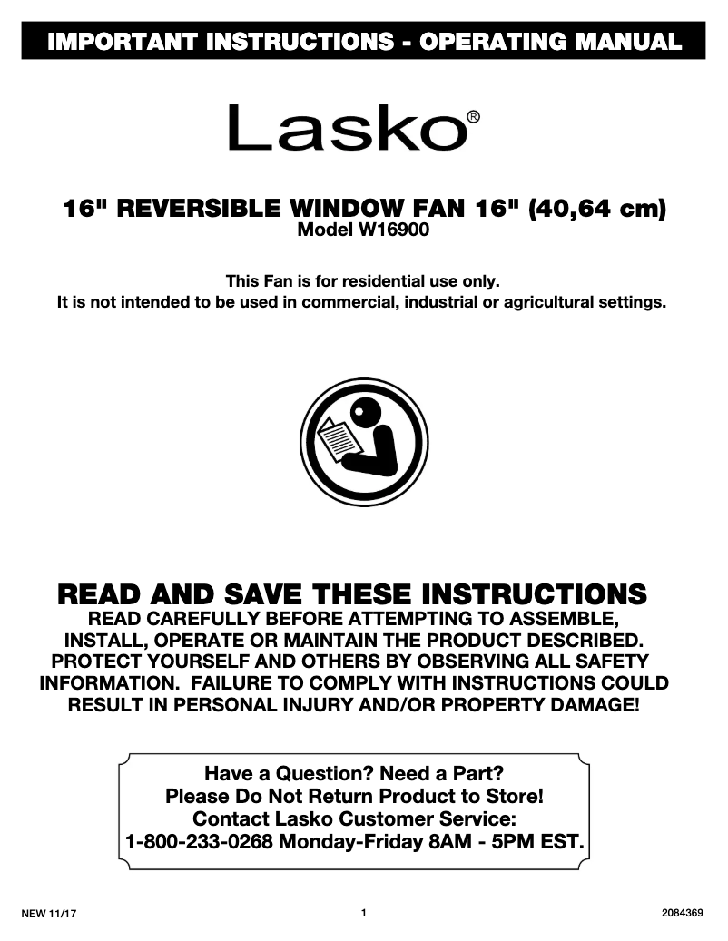 Page 1 de la notice Manuel utilisateur Lasko W16900