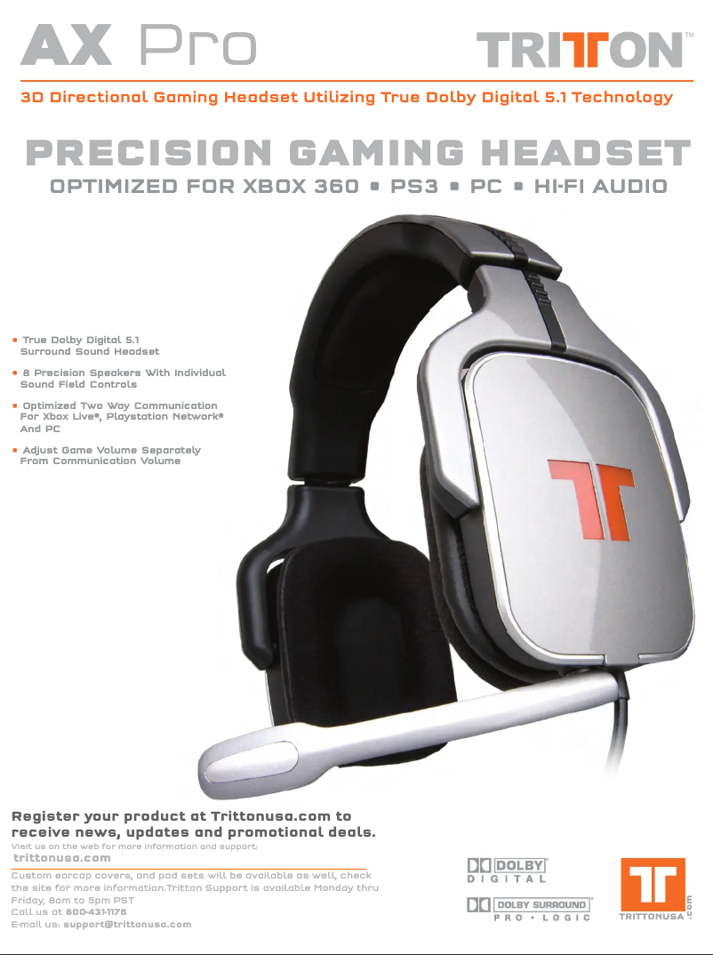Page n°1 - Manuel utilisateur Tritton AX Pro