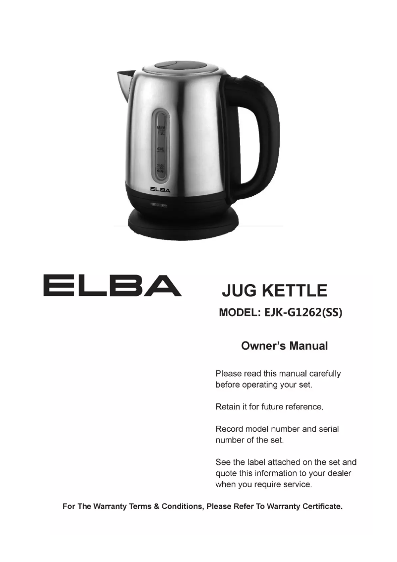 Page n°1 - Manuel utilisateur Elba EJK-G1262(SS)