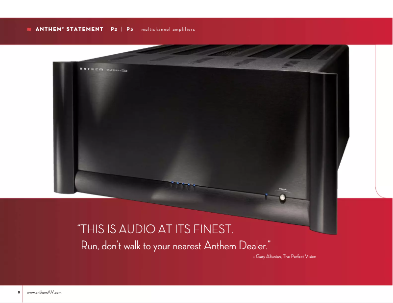 Page 1 de la notice Fiche technique Anthem P2