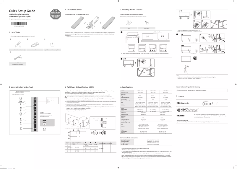 Page 1 de la notice Manuel utilisateur Samsung HG65AU800