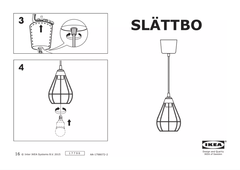 Page 1 de la notice Manuel utilisateur Ikea SLATTBO (Ceiling)