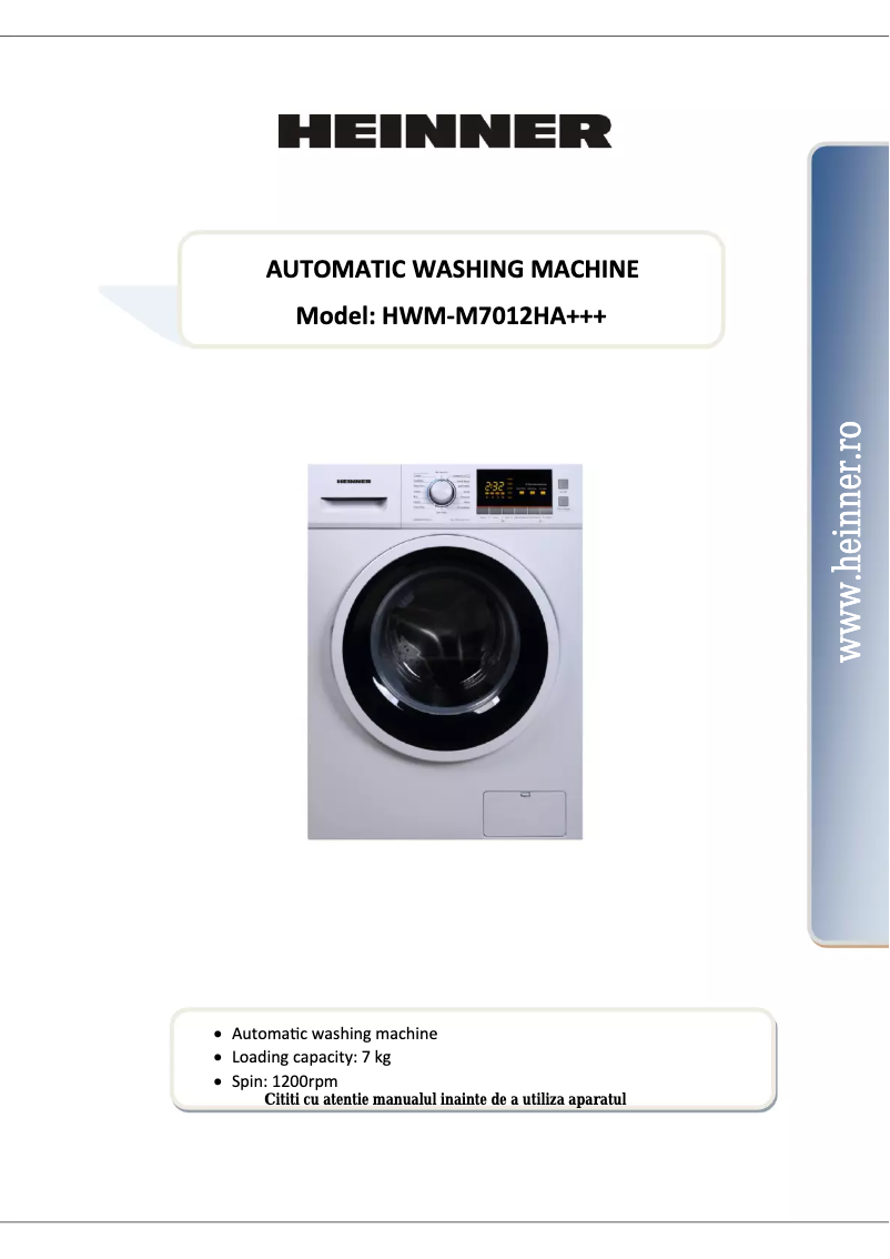 Page 1 de la notice Manuel utilisateur Heinner HWM-M7012HA