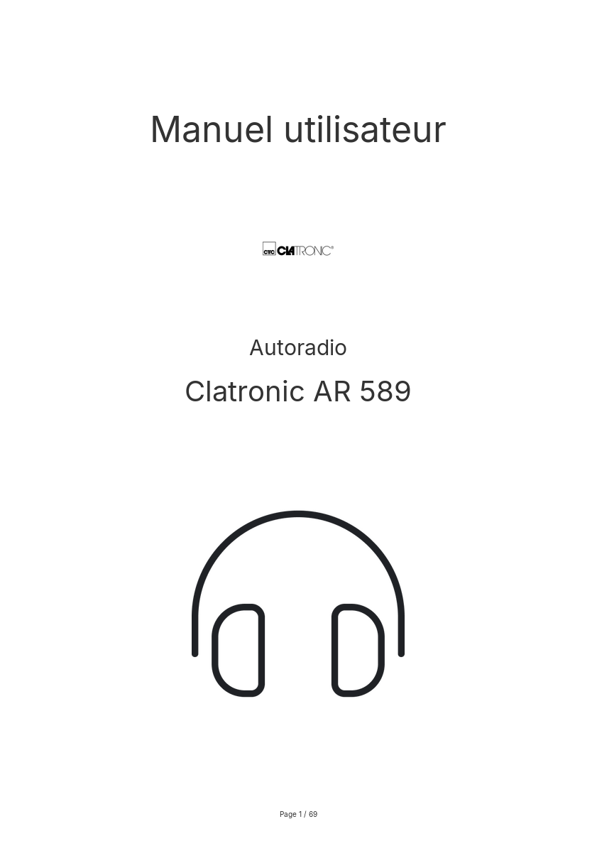 Page n°1 - Manuel utilisateur Clatronic AR 589