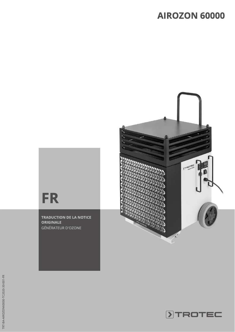 Page 1 de la notice Manuel utilisateur Trotec Airozon 60000