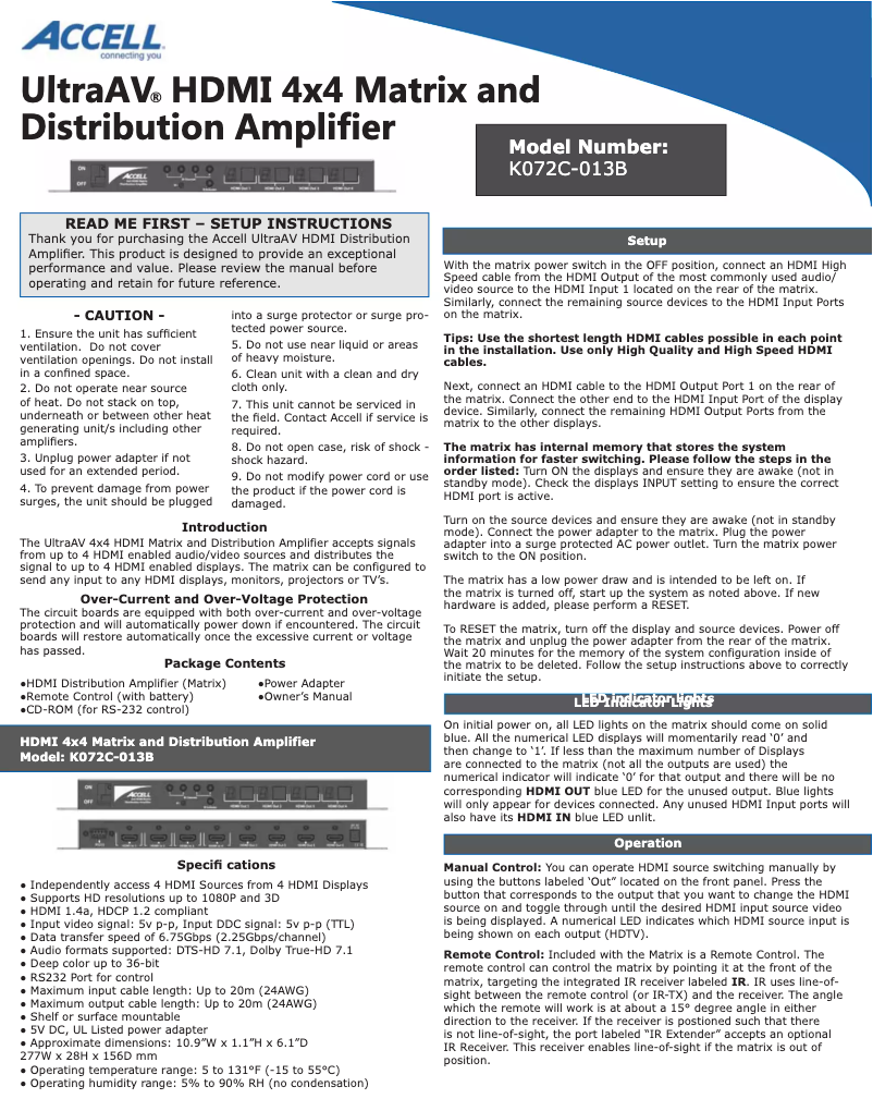 Image de la première page du manuel de l'appareil UltraAV K072C-013B
