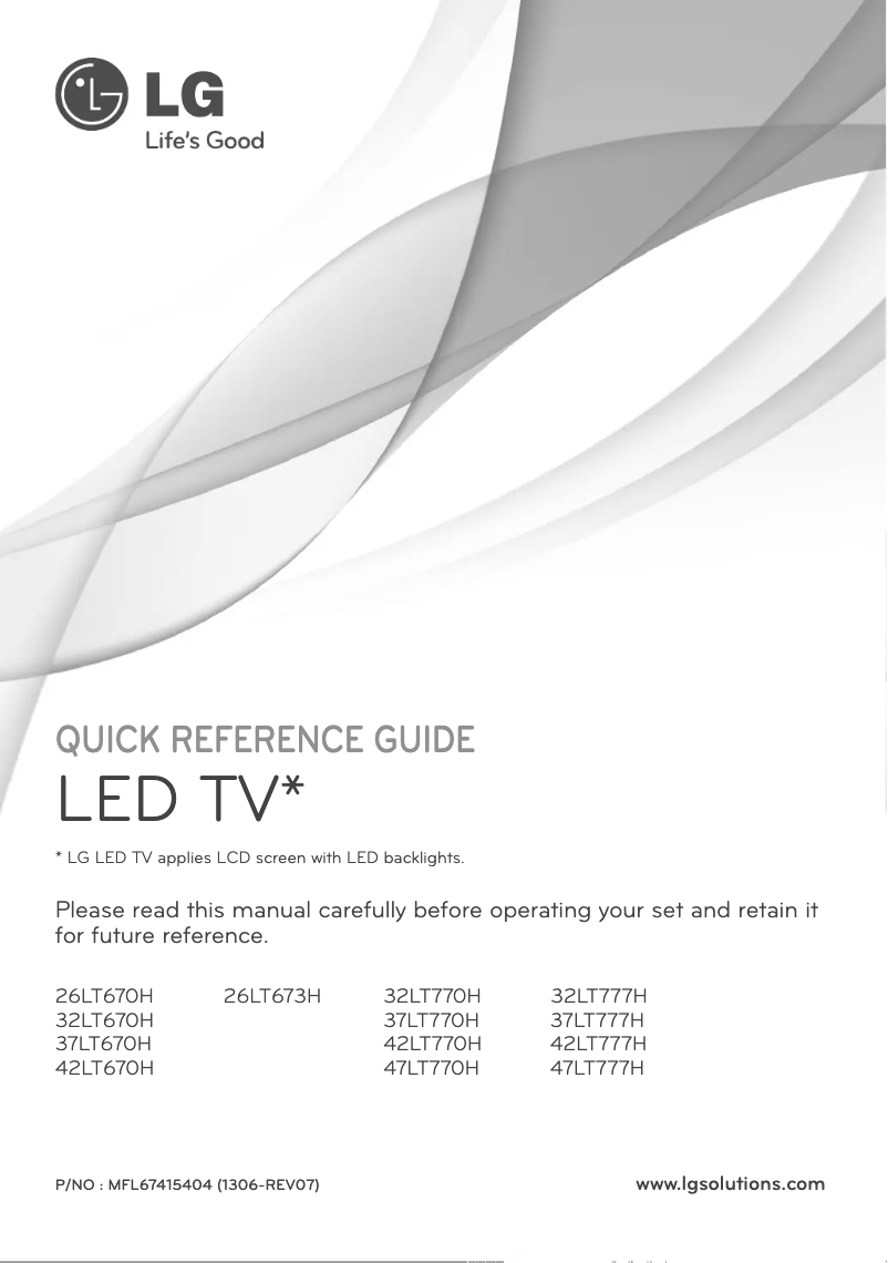Page n°1 - Manuel utilisateur LG 26LT673H