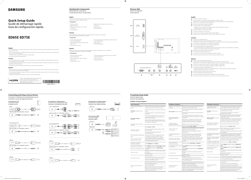 Imagen de la primera página del manual del dispositivo ED75E