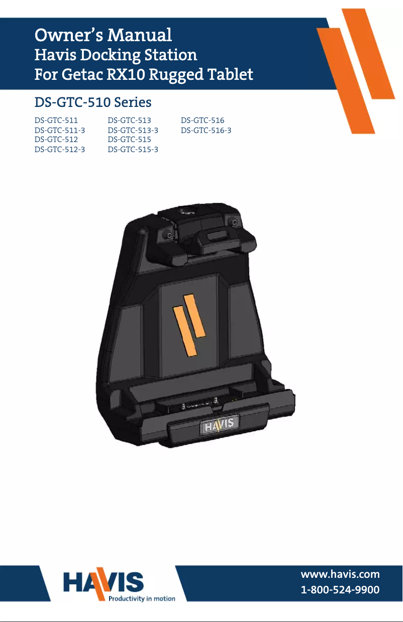 Page n°1 - Manuel utilisateur Havis DS-GTC-511-3