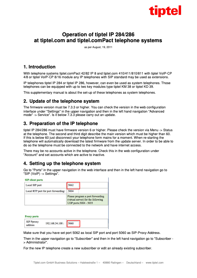 Page 1 de la notice Guide d'installation Tiptel 811