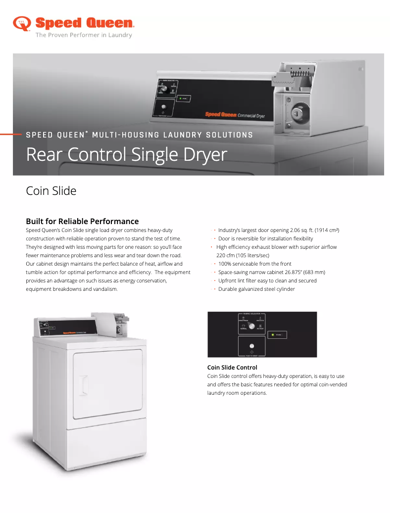 Page n°1 - Manuel utilisateur Speed Queen SDESXRGS173TW01