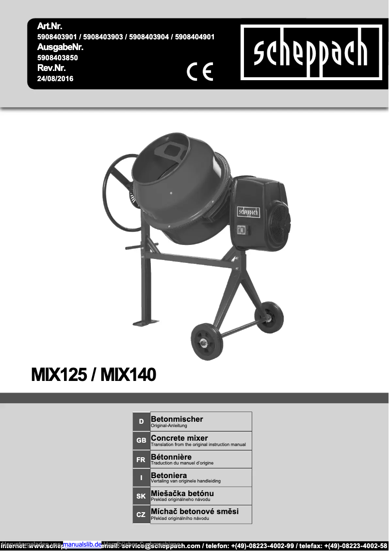 Image de la première page du manuel de l'appareil MIX140