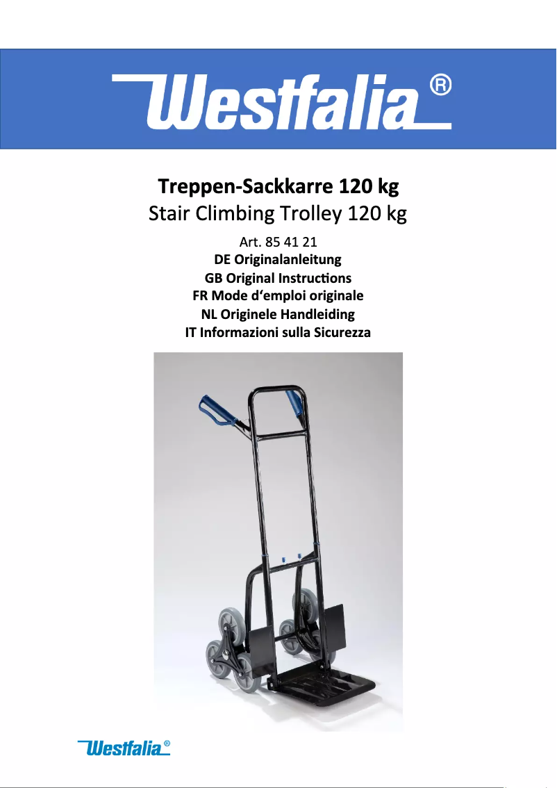 Page n°1 - Manuel utilisateur Westfalia 854121