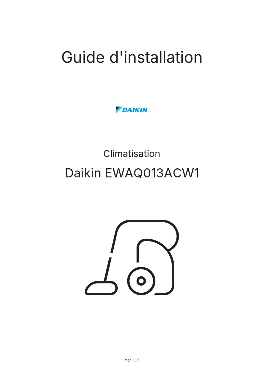 Page n°1 - Guide d'installation Daikin EWAQ013ACW1