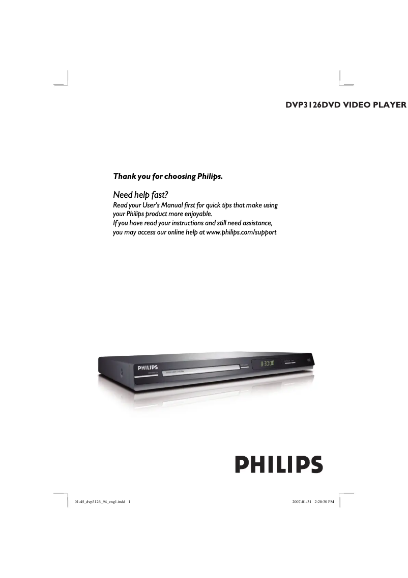 Página 1 del manual Manual de usuario Philips DVP3126X