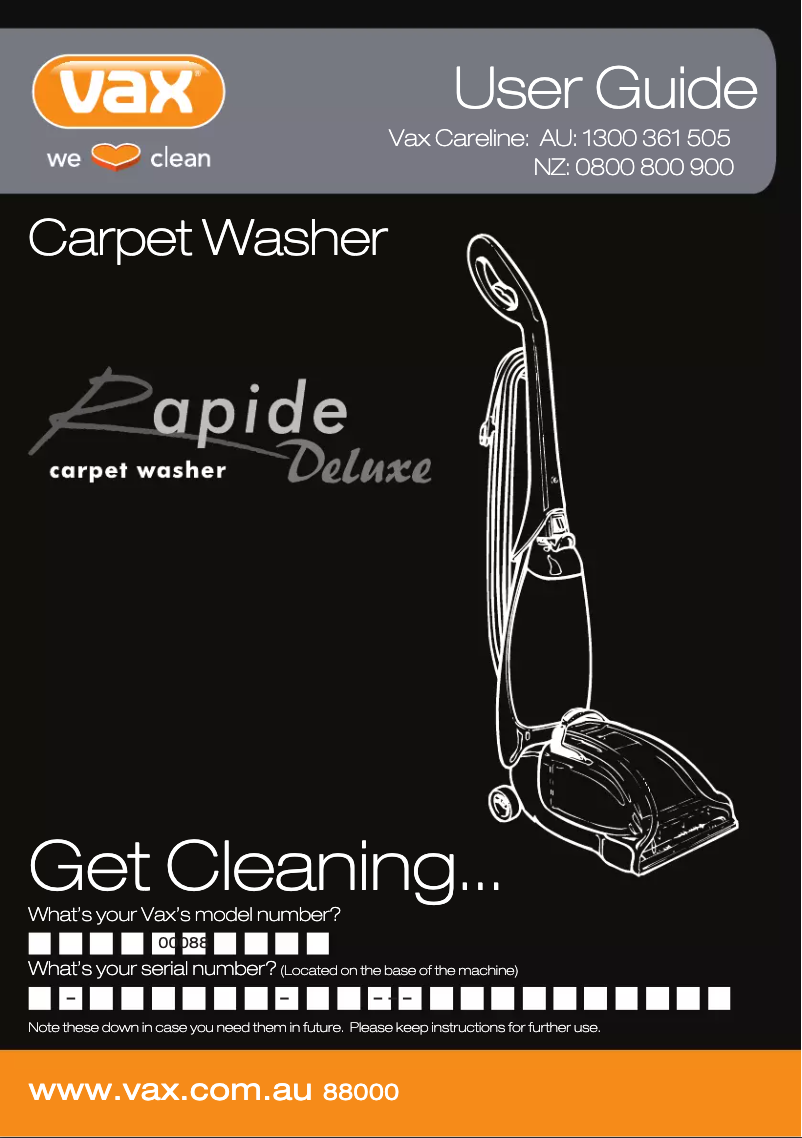 Page n°1 - Manuel utilisateur Vax Rapide V-028M