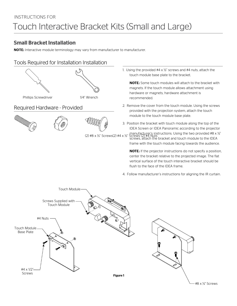Page 1 de la notice Manuel utilisateur Da-Lite Touch Interactive 29590