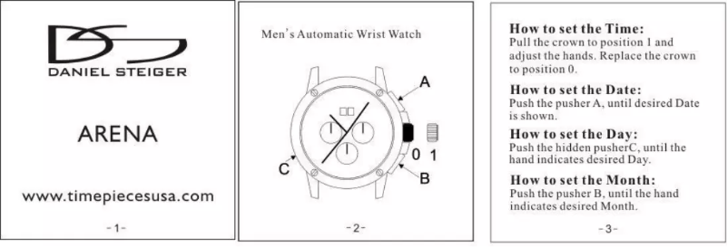 Page n°1 - Manuel utilisateur Daniel Steiger Arena