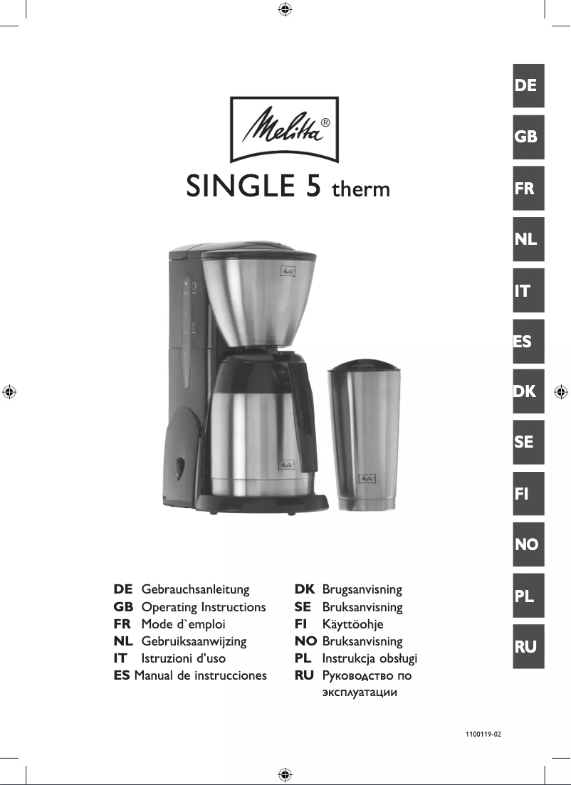 Page 1 de la notice Manuel utilisateur Melitta Single 5 Therm M728