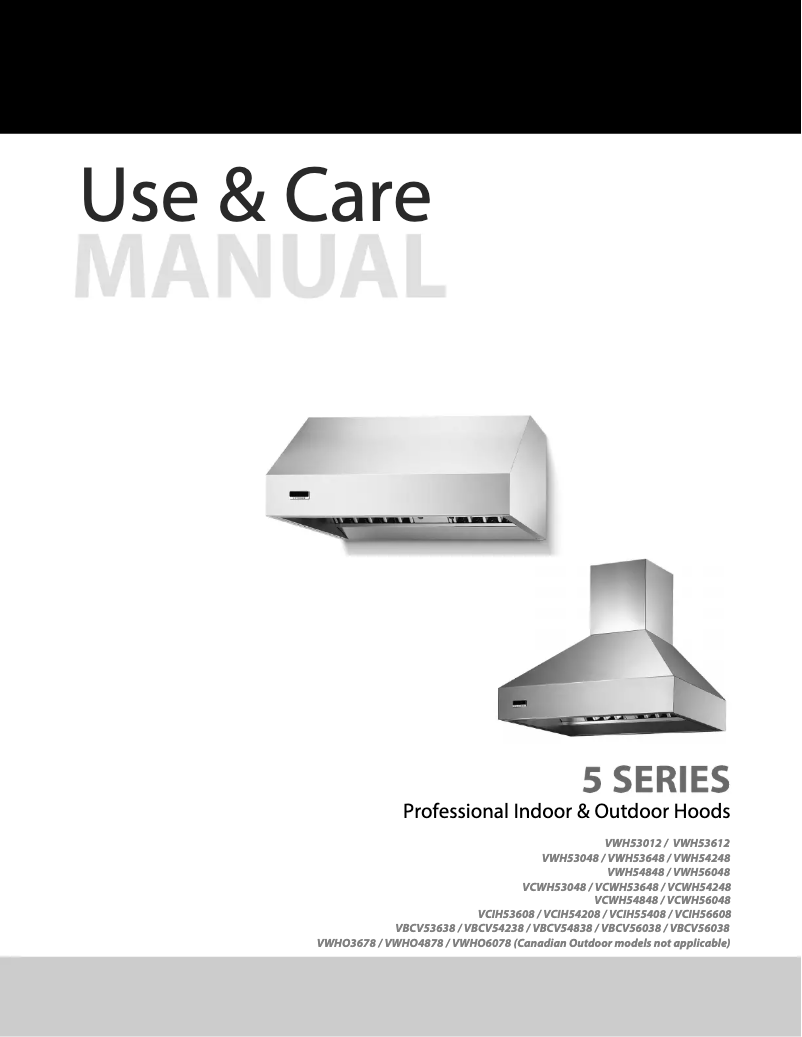 Page 1 de la notice Manuel d'utilisation et d'entretien Viking VBCV54838