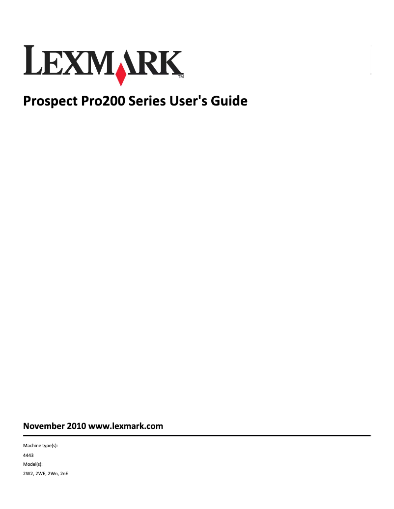 Page 1 de la notice Manuel utilisateur Lexmark Prospect Pro 205