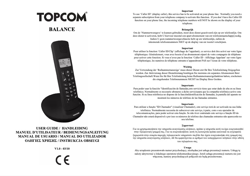 Page 1 de la notice Manuel utilisateur Topcom Balance