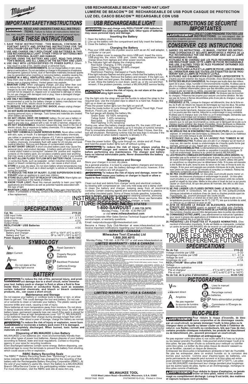 Page n°1 - Manuel utilisateur Milwaukee 2116-21