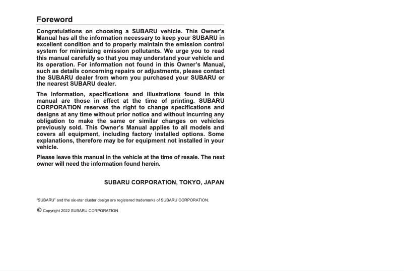 Página 1 del manual Manual de usuario Subaru BRZ Premium (2023)