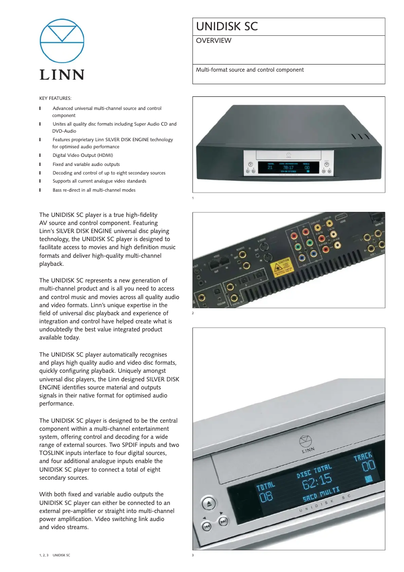 Page n°1 - Fiche technique Linn Unidisk SC
