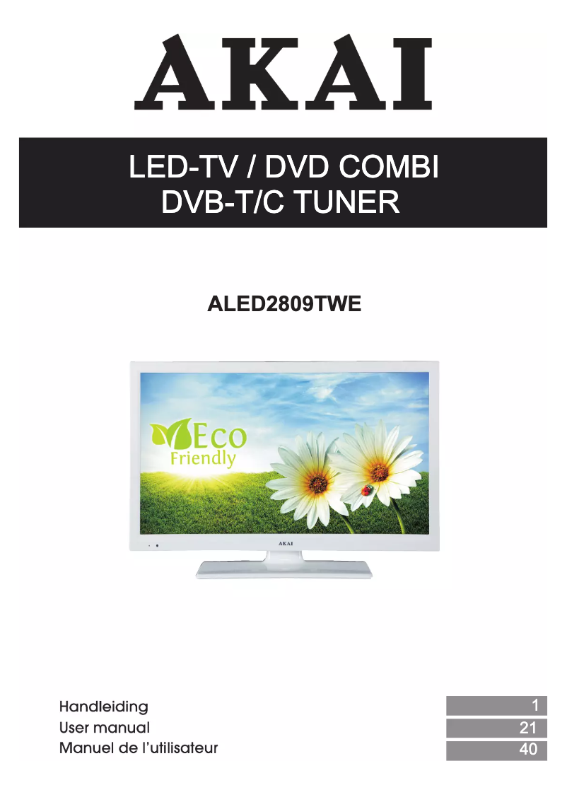Page 1 de la notice Manuel utilisateur AKAI ALED2809TWE