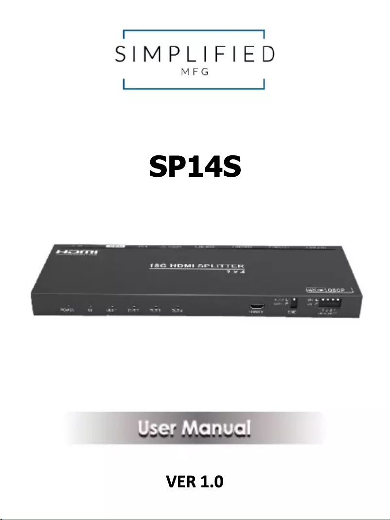 Page n°1 - Manuel utilisateur Simplified MFG SP14S
