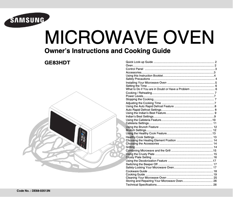 Image de la première page du manuel de l'appareil GE83HDT
