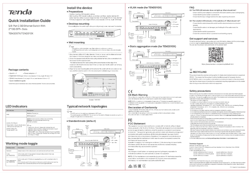 Page n°1 - Guide d'installation Tenda SM108