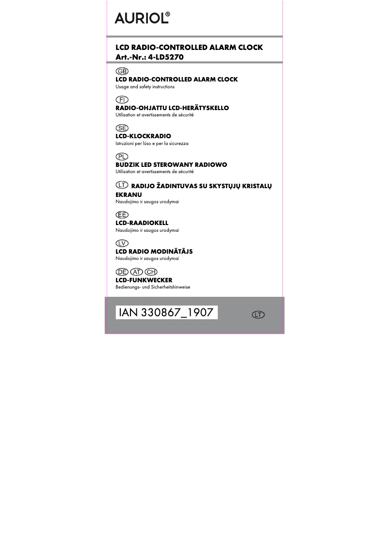 Page 1 de la notice Manuel utilisateur Auriol IAN 330867