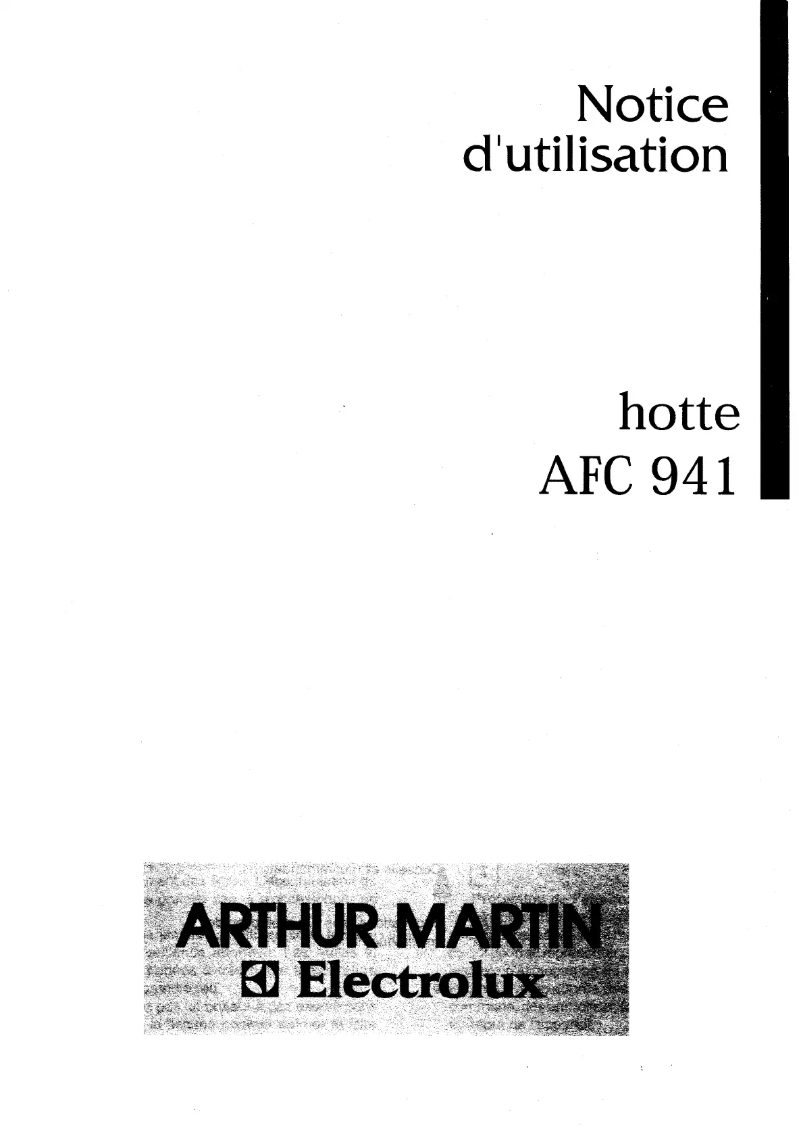 Page n°1 - Manuel utilisateur Arthur Martin-Electrolux AFC941W