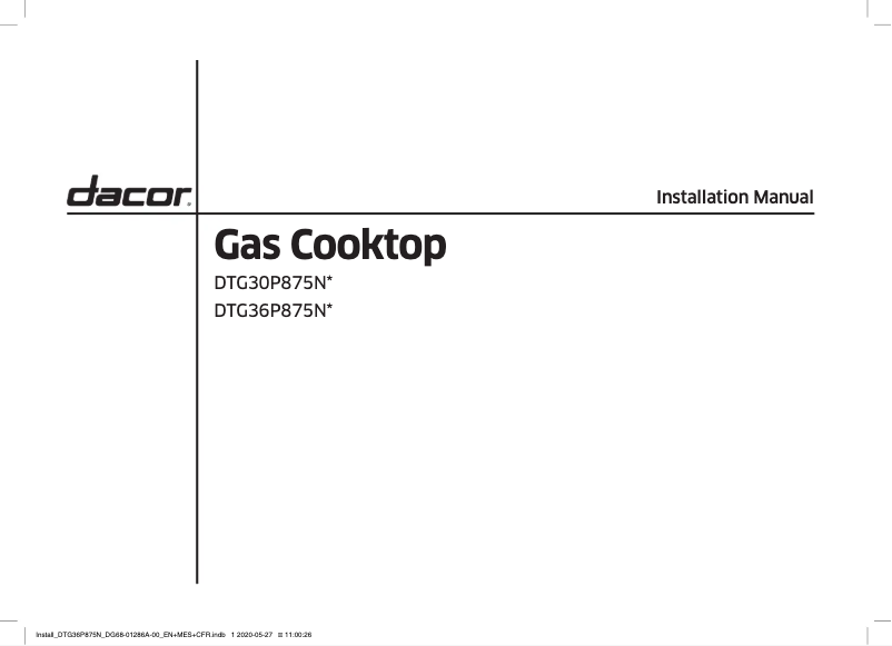 Page 1 de la notice Guide d'installation Samsung DTG36P875NS