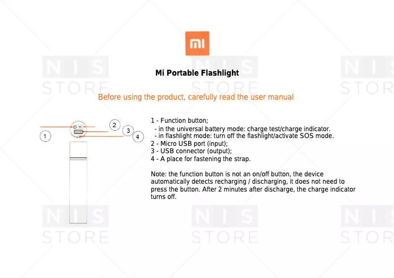 Image de la première page du manuel de l'appareil Mi Portable Flashlight