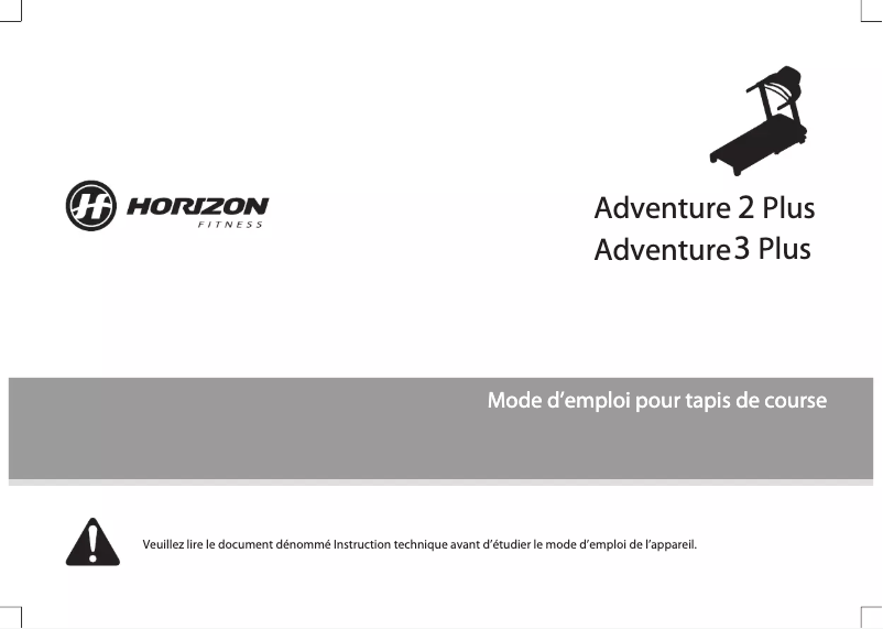 Page n°1 - Manuel utilisateur Horizon Fitness Adventure 2 Plus