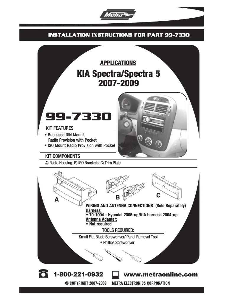 Page n°1 - Manuel utilisateur Metra 99-7330