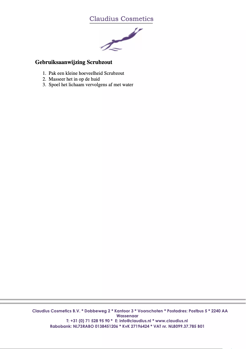 Page 1 de la notice Manuel utilisateur Claudius Cosmetics Scrubzout