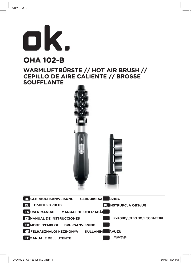 Image de la première page du manuel de l'appareil OHA 102-B