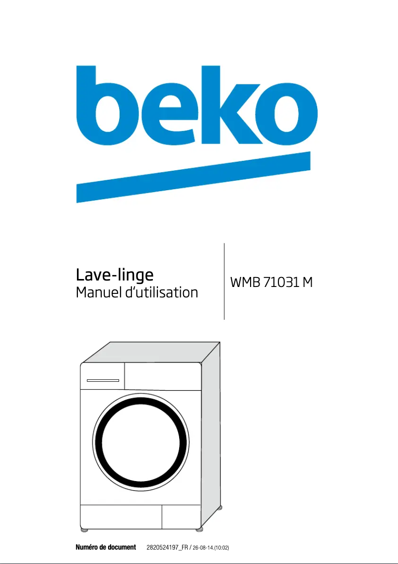 Page 1 de la notice Manuel utilisateur Beko WMB 71031 M