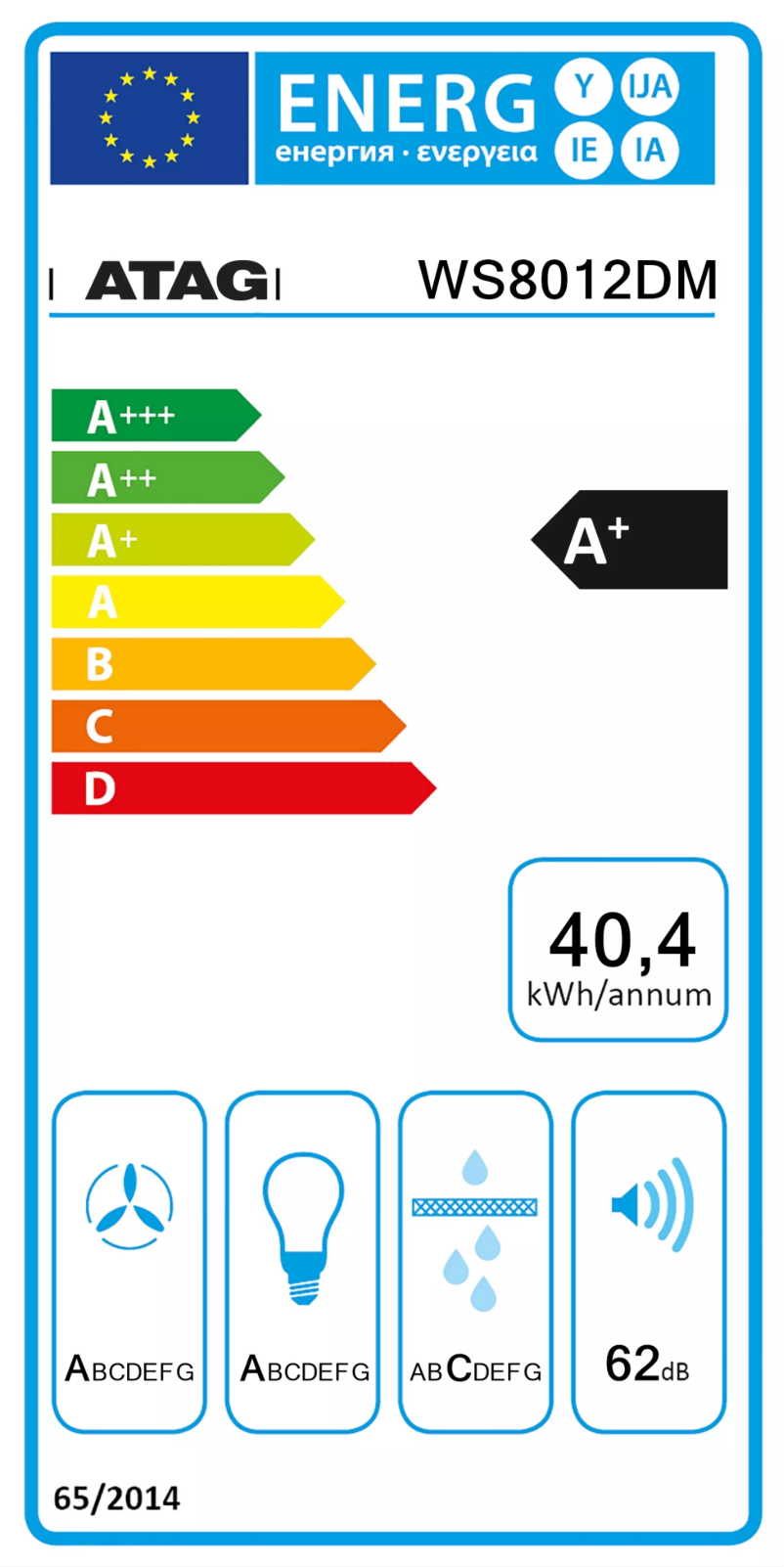 Page n°1 - Label énergétique Atag WS8012DM