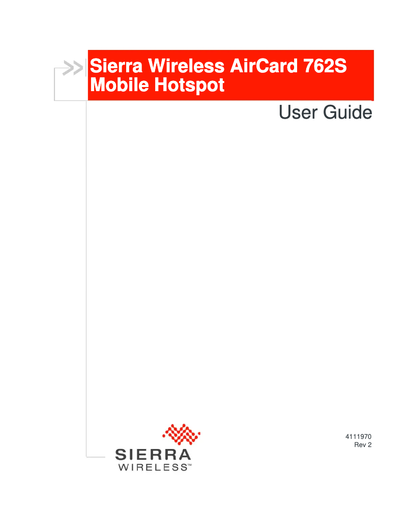 Image de la première page du manuel de l'appareil AirCard 762S (