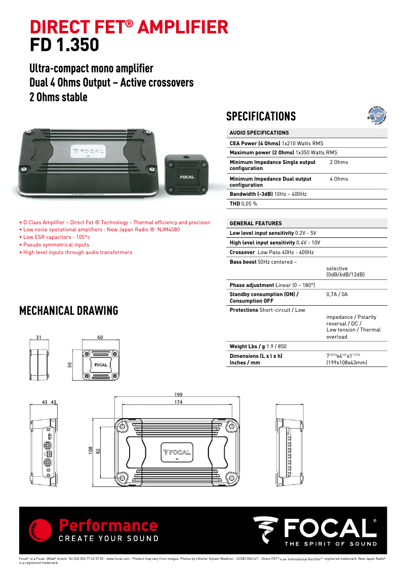 Page 1 de la notice Manuel utilisateur Focal FD 1.350