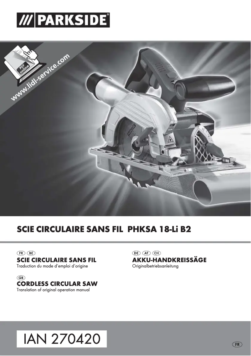 Image de la première page du manuel de l'appareil PHKSA 18-Li B2