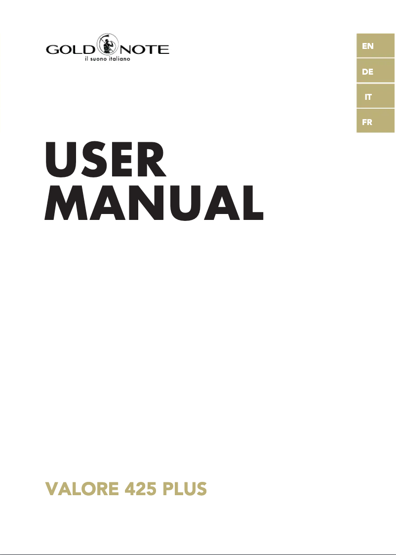 Page 1 of the manual User Manual Gold Note Valore 425 Plus