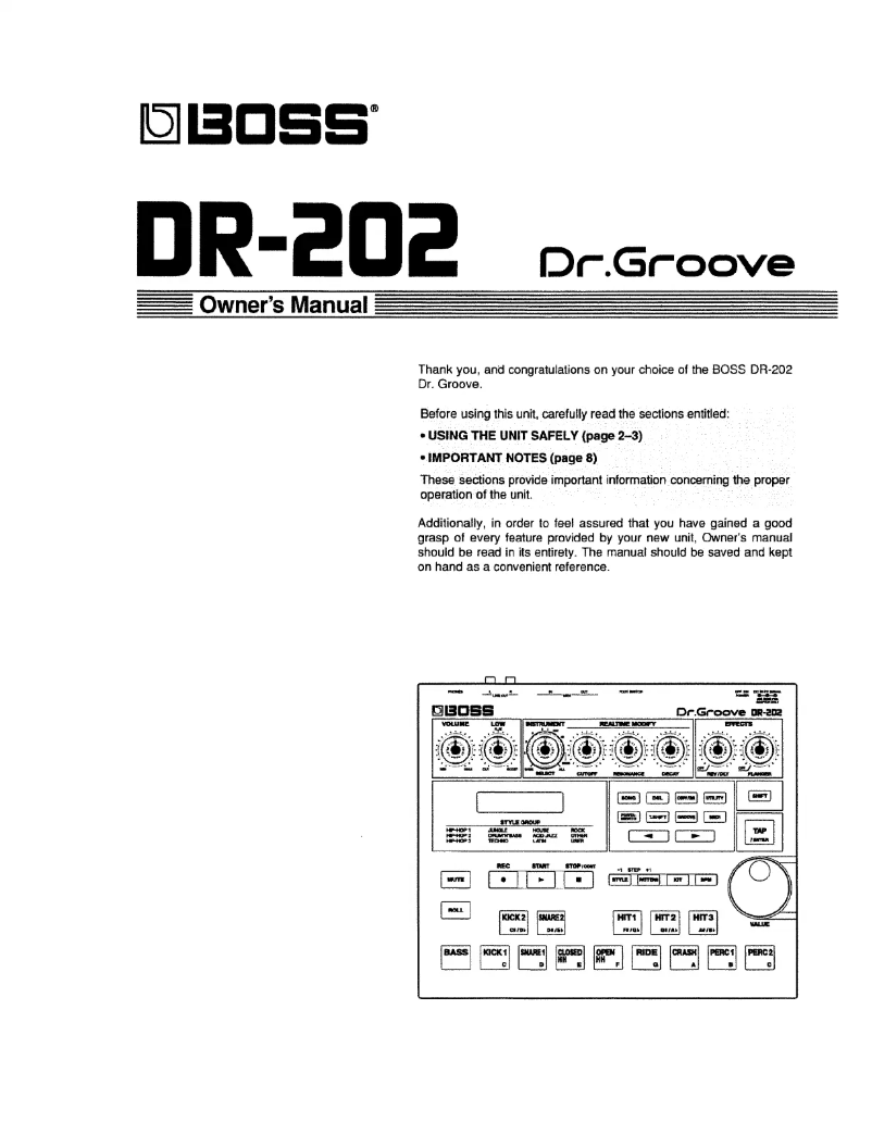 Page n°1 - Manuel utilisateur Boss DR-202