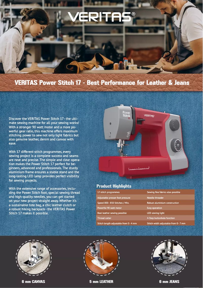 Image de la première page du manuel de l'appareil Power Stitch 17