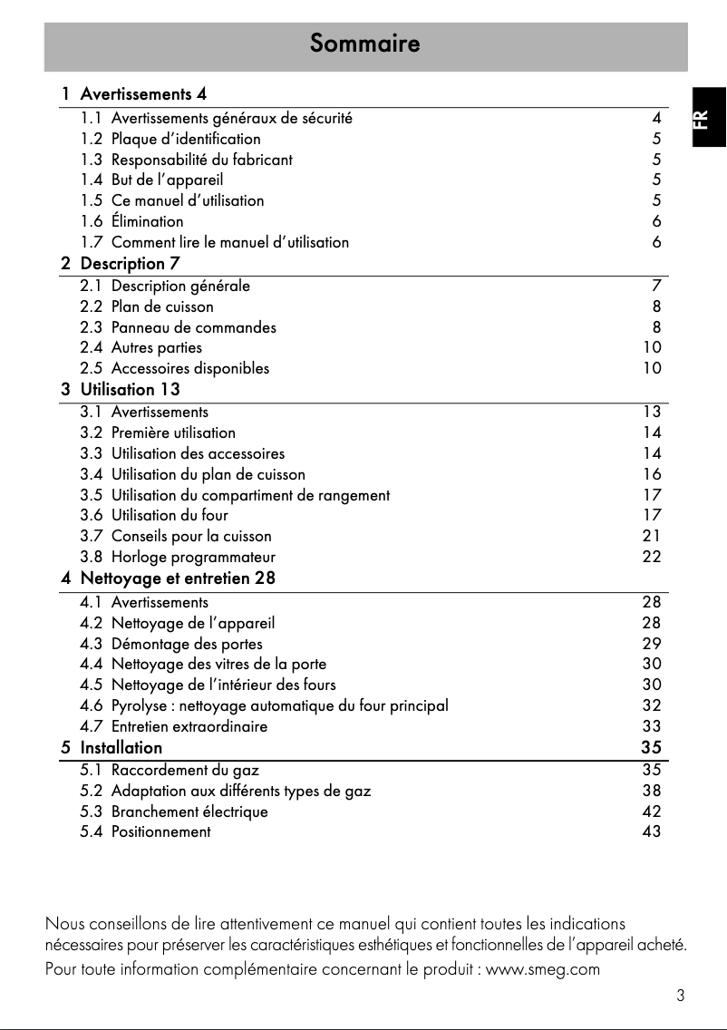 Page 1 de la notice Manuel utilisateur Smeg A2PY-8